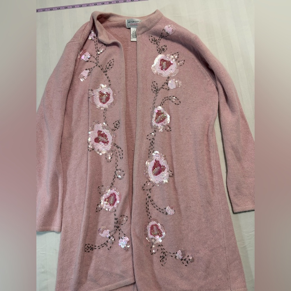 Victor Costa Occasion Sequin Floral Cardigan